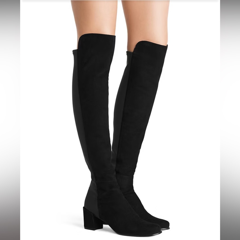 Stuart Weitzman Black Suede Over the Knee Boots